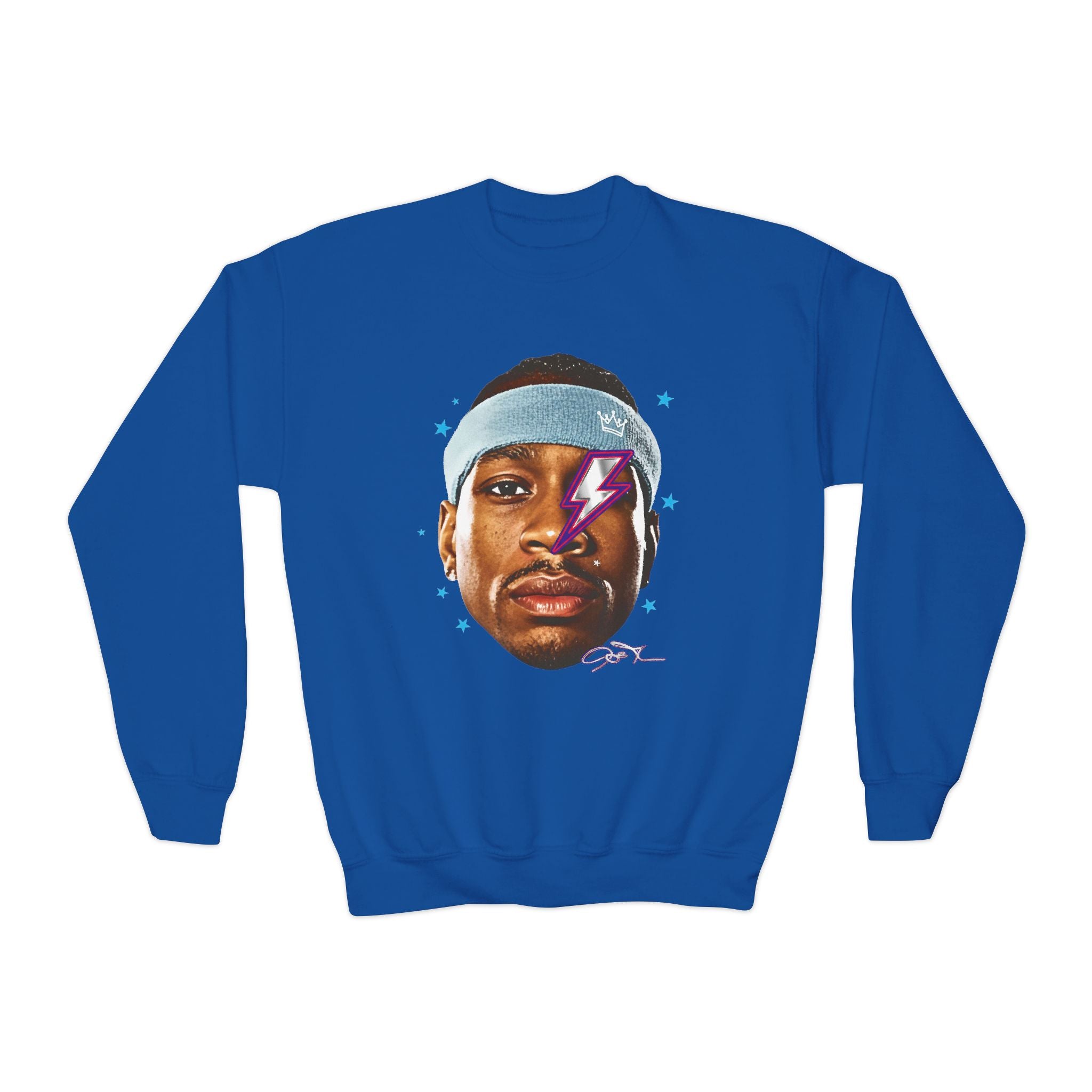 Youth Sweatshirt — Retro Lightning Face Graphic Crewneck - Pixie Sleeze