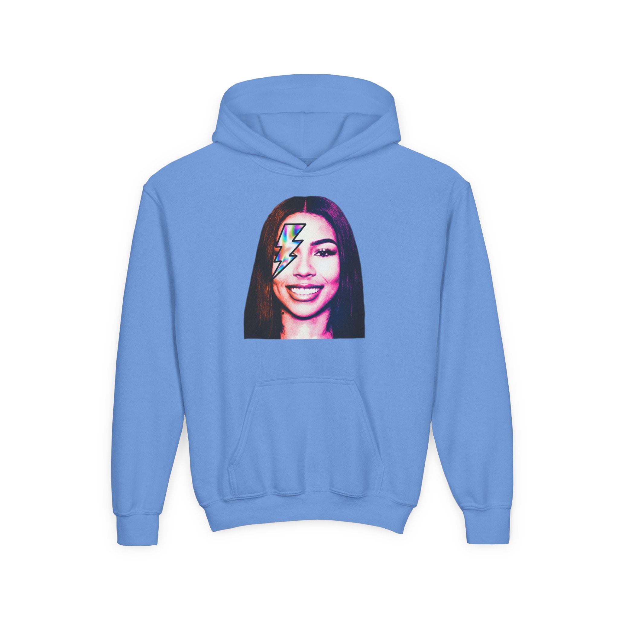 Youth Hoodie – Retro Lightning Face Graphic Pullover - Pixie Sleeze