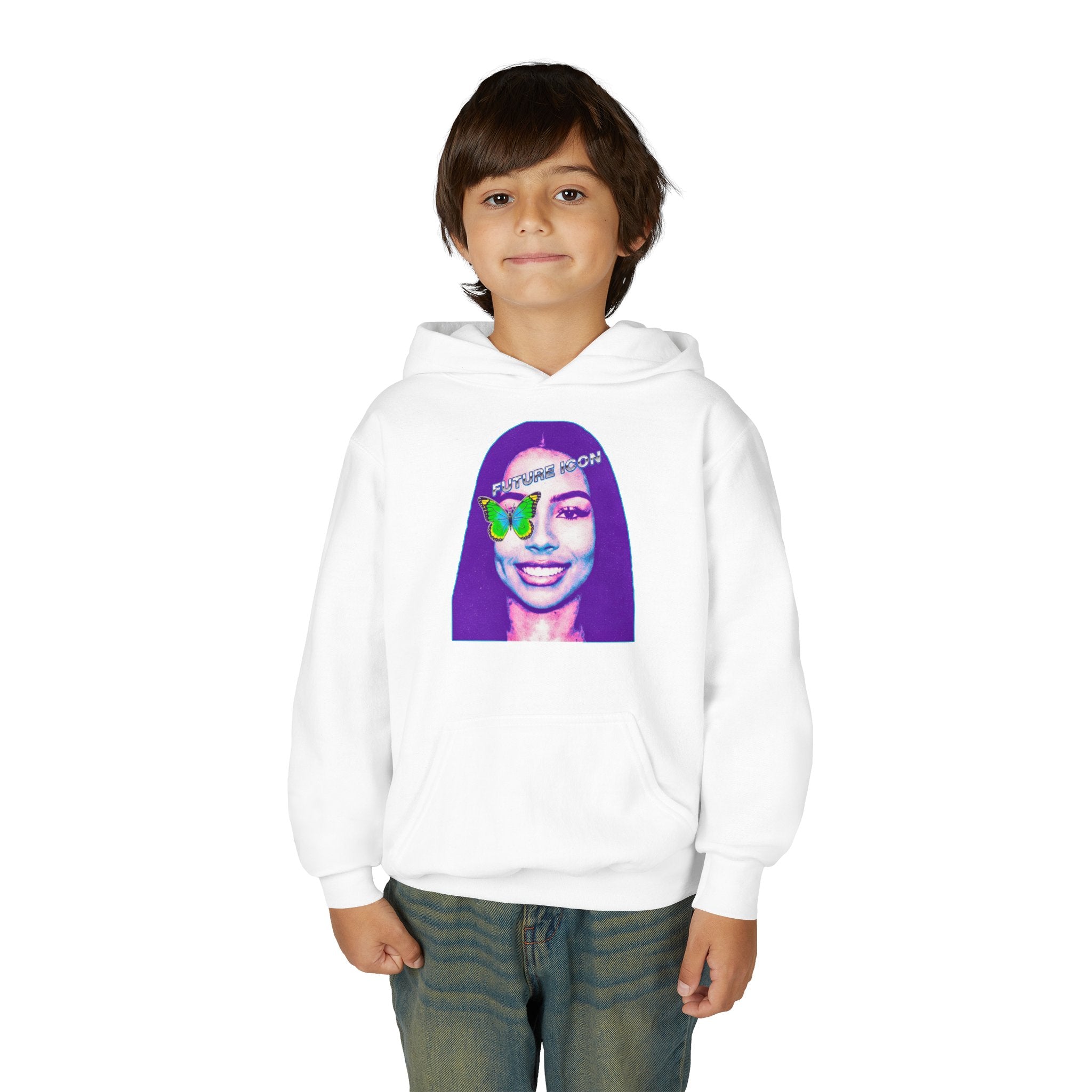 Youth Hoodie — Retro Neon Portrait "Fashion Icon" Graphic - Pixie Sleeze