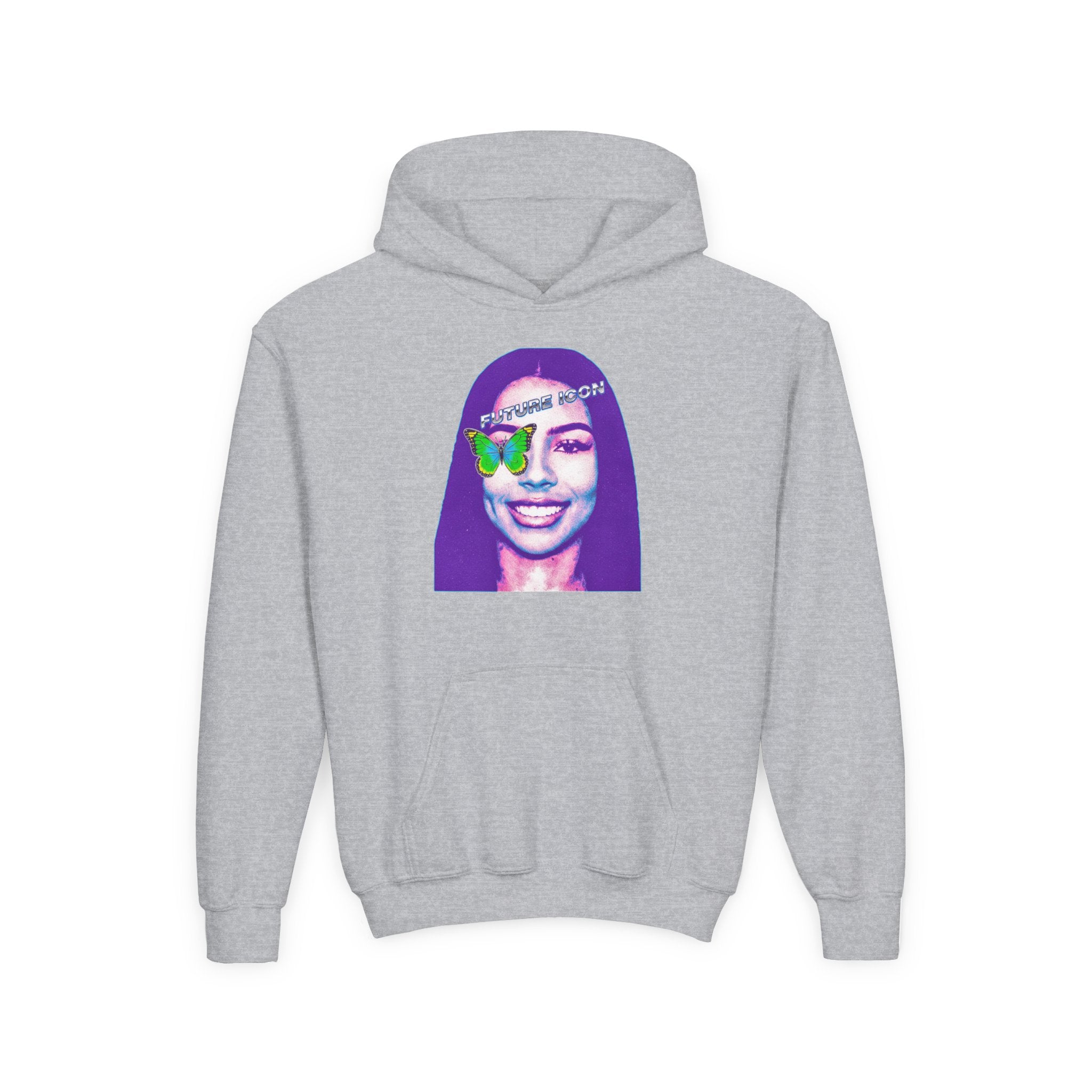 Youth Hoodie — Retro Neon Portrait "Fashion Icon" Graphic - Pixie Sleeze