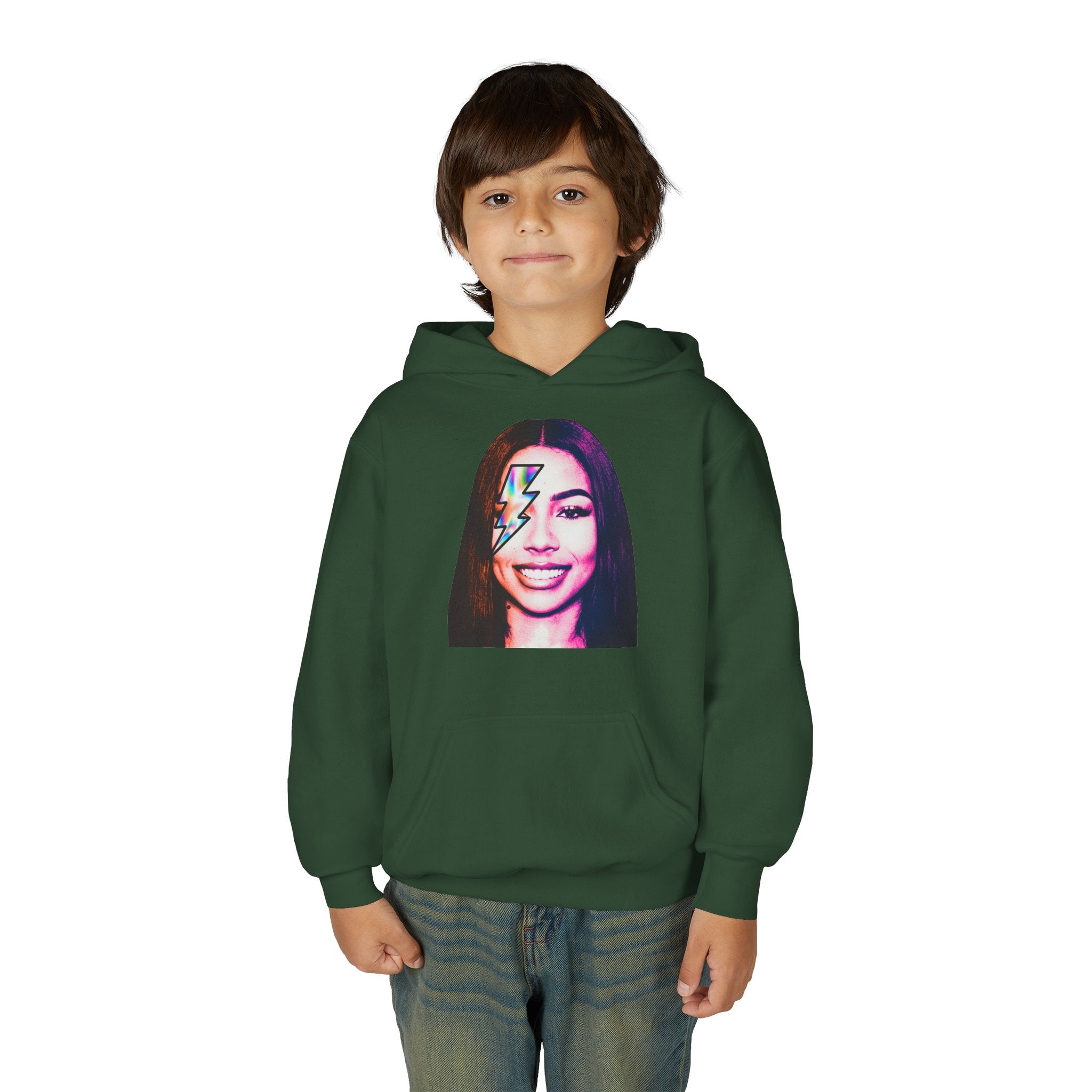 Youth Hoodie – Retro Lightning Face Graphic Pullover - Pixie Sleeze