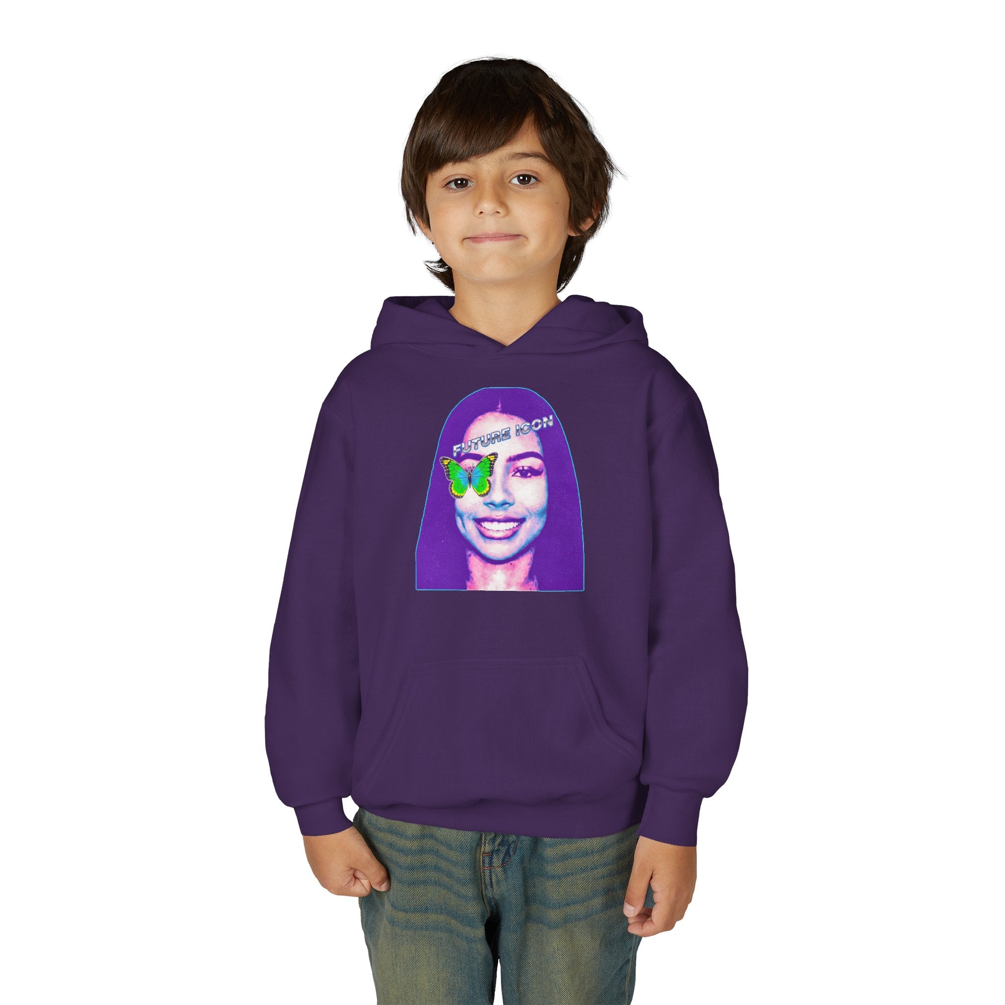 Youth Hoodie — Retro Neon Portrait "Fashion Icon" Graphic - Pixie Sleeze