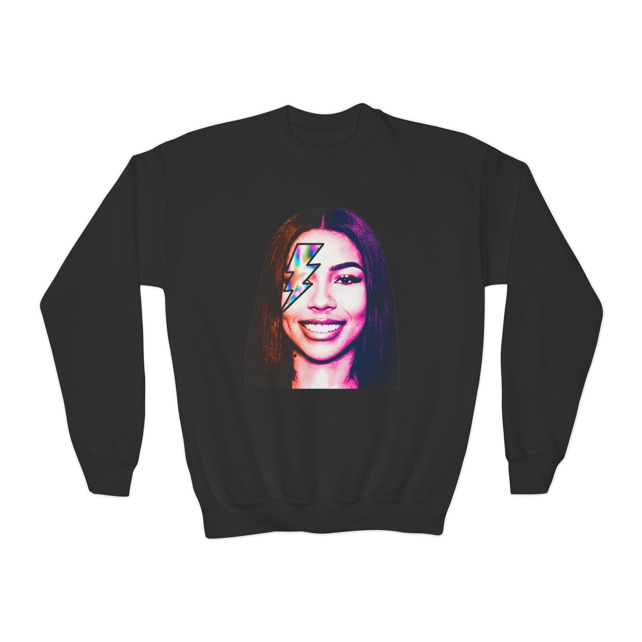 Retro Lightning Face Youth Crewneck Sweatshirt - Pixie Sleeze
