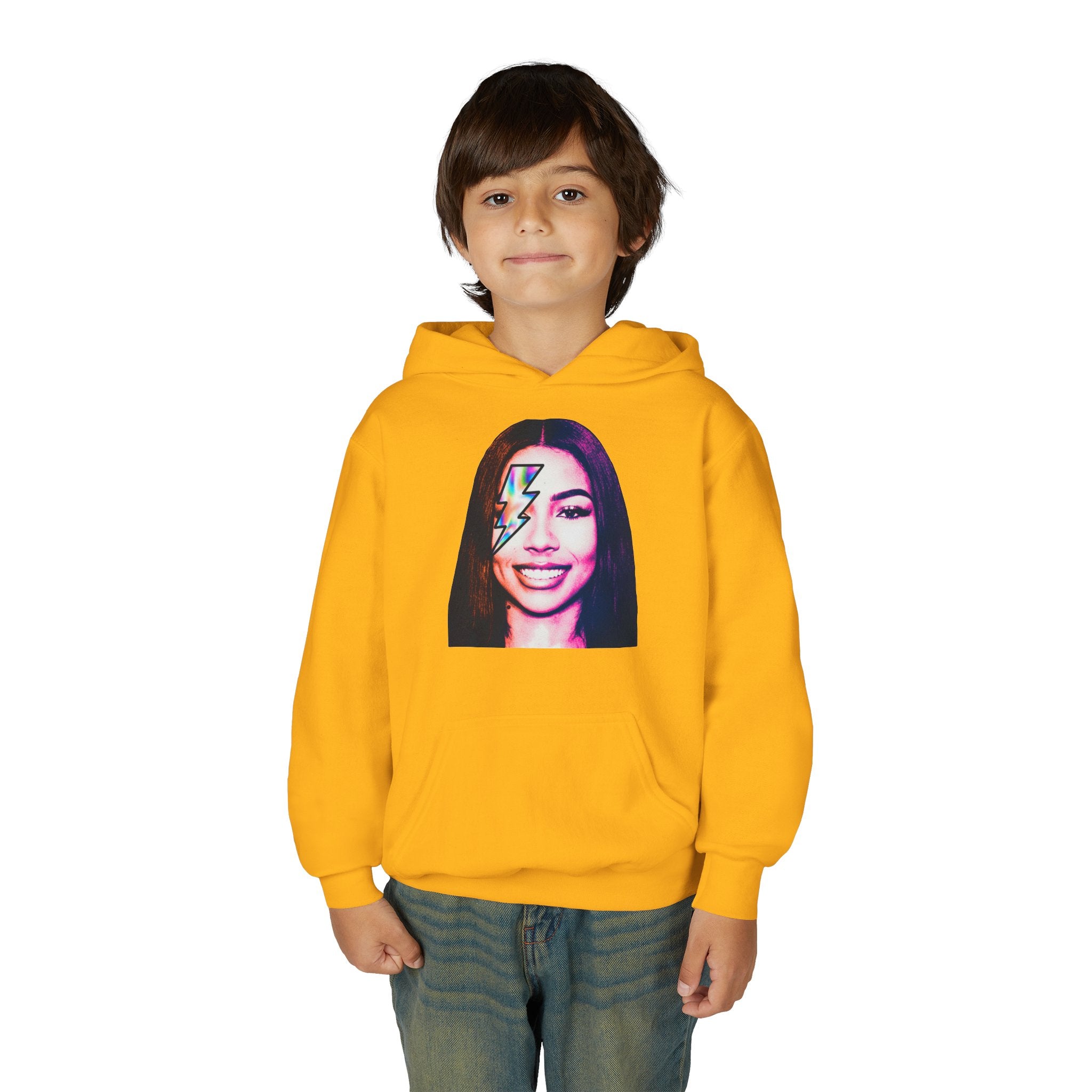 Youth Hoodie – Retro Lightning Face Graphic Pullover - Pixie Sleeze