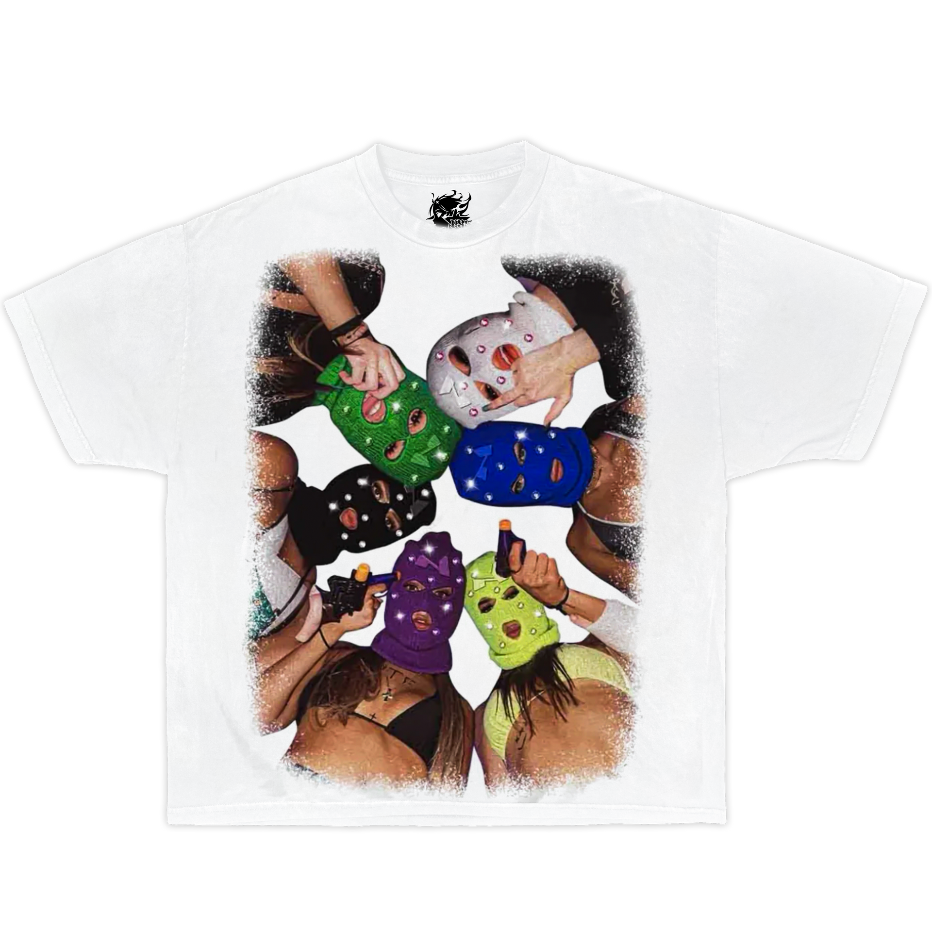 WITH THE GANG Boxy Vintage Shirt Graphic Tee Streetwear Y2K