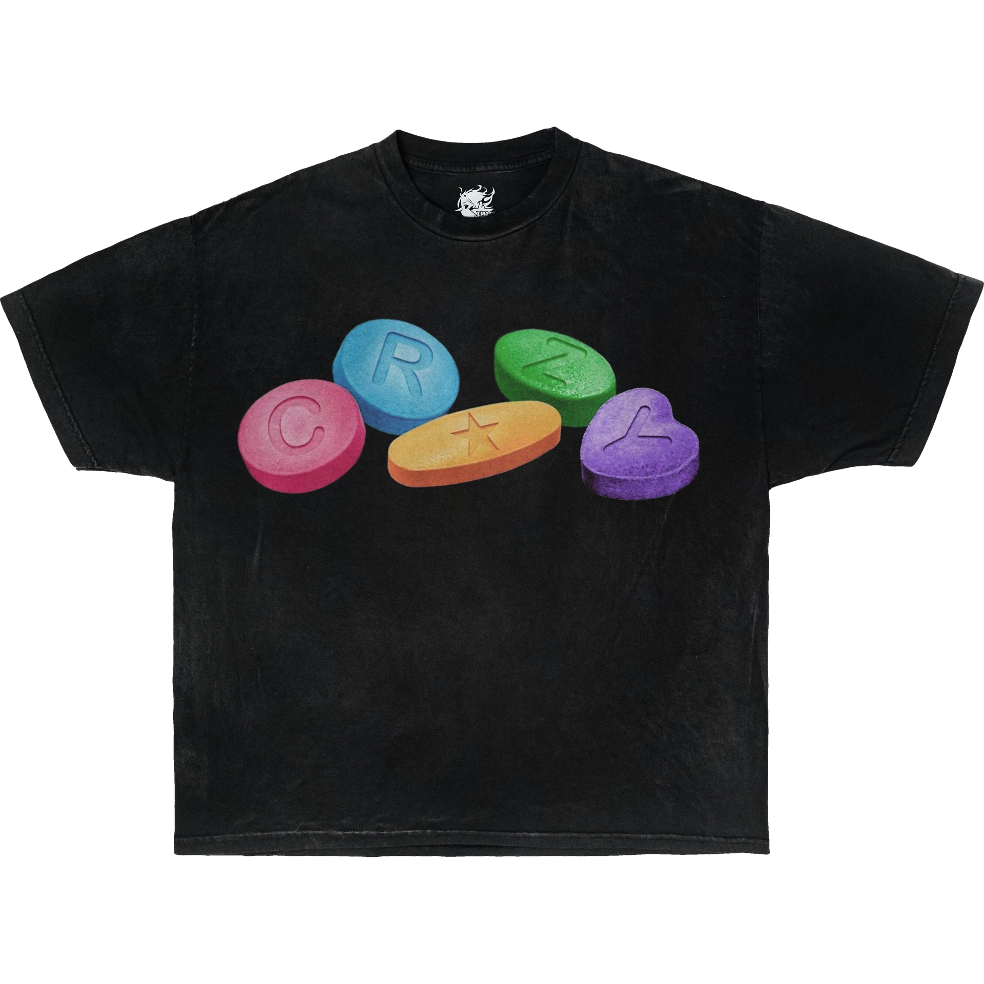 5 PILL CRAZY Boxy Vintage Shirt Graphic Tee Streetwear Y2K