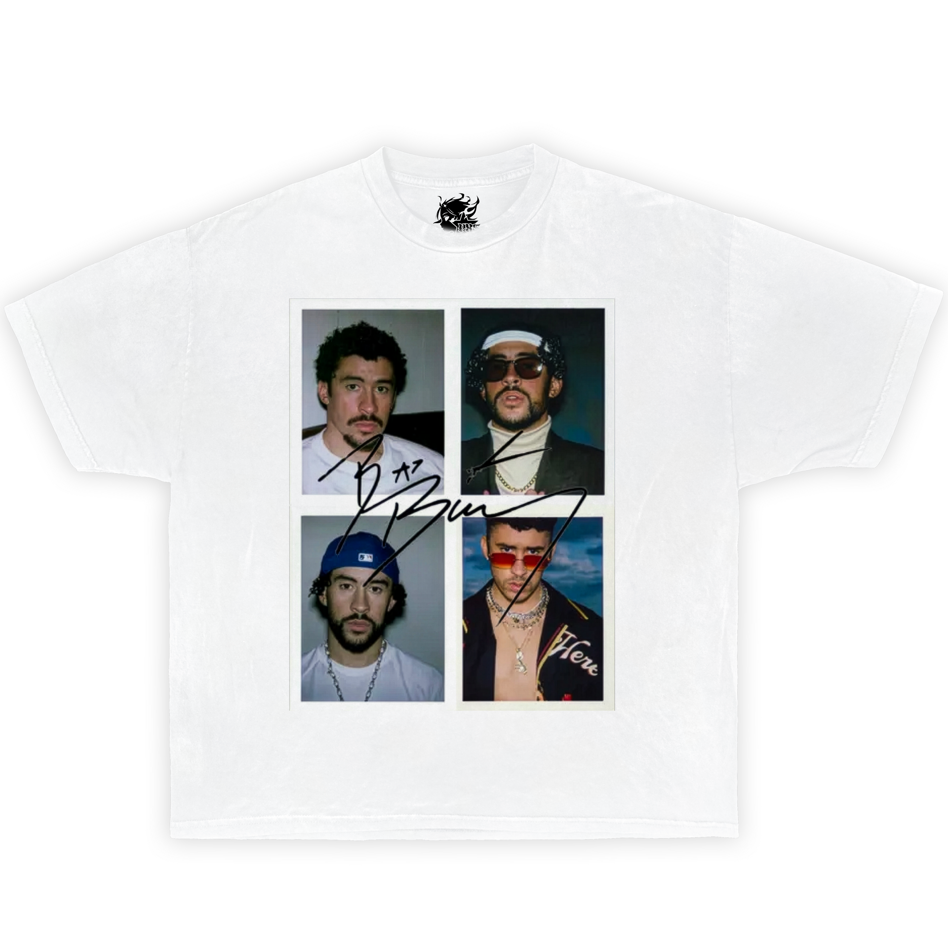 BAD BUNNY Vintage Boxy Shirt Graphic Tees Streetwear Y2K Washed Tshirt Oversized