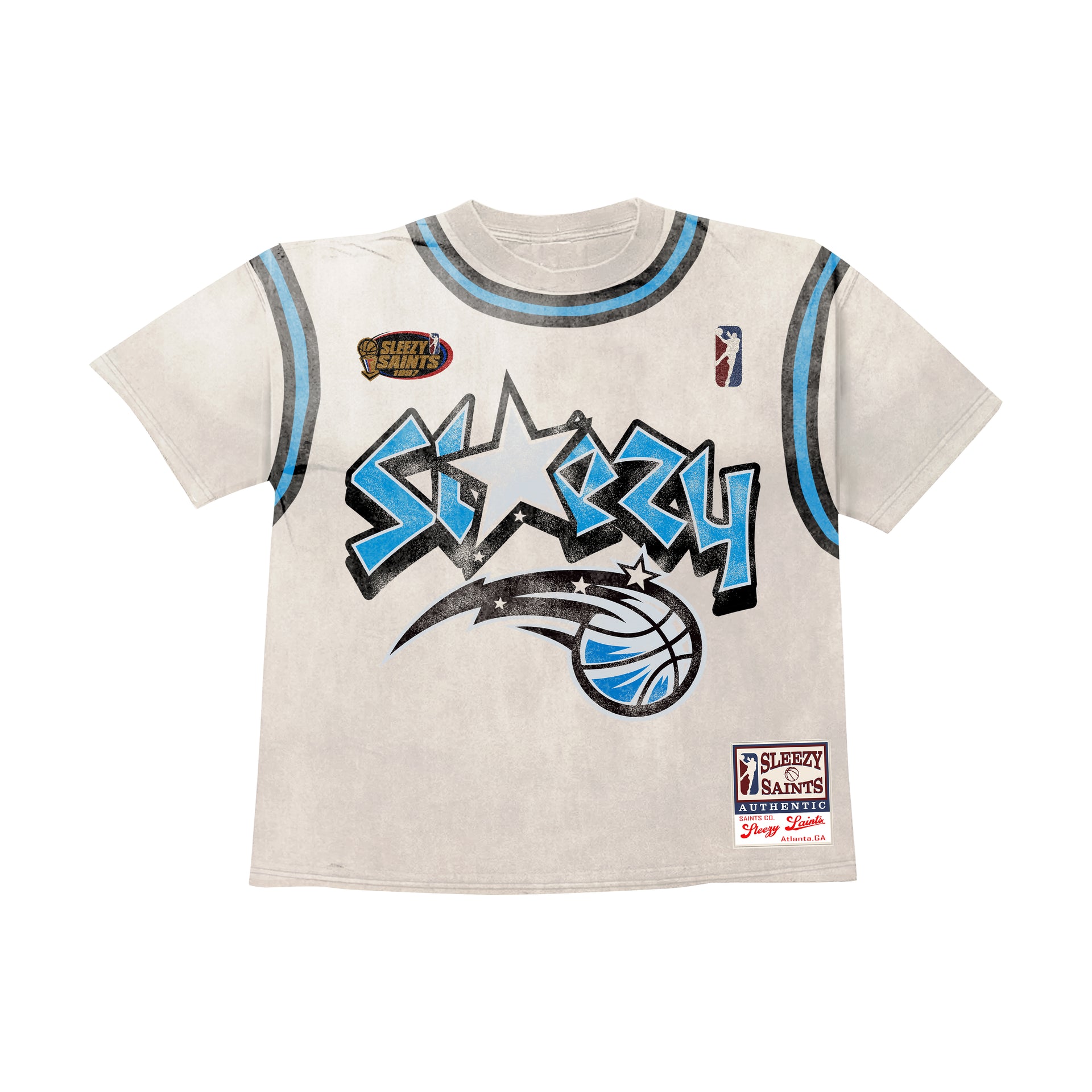 Sleezy Magic Crossover Tee – Oversized Boxy Fit Streetwear Graphic Vintage Jersey Basketball Shirt