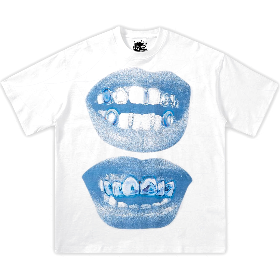 BLUE LIPS  Boxy Vintage Shirt Graphic Tee Streetwear Y2K