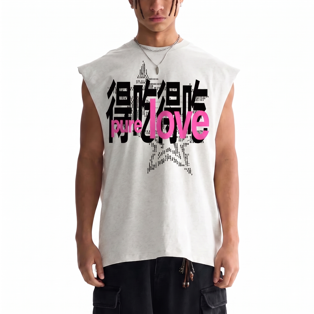 PURE LOVE Raw Edge Tank