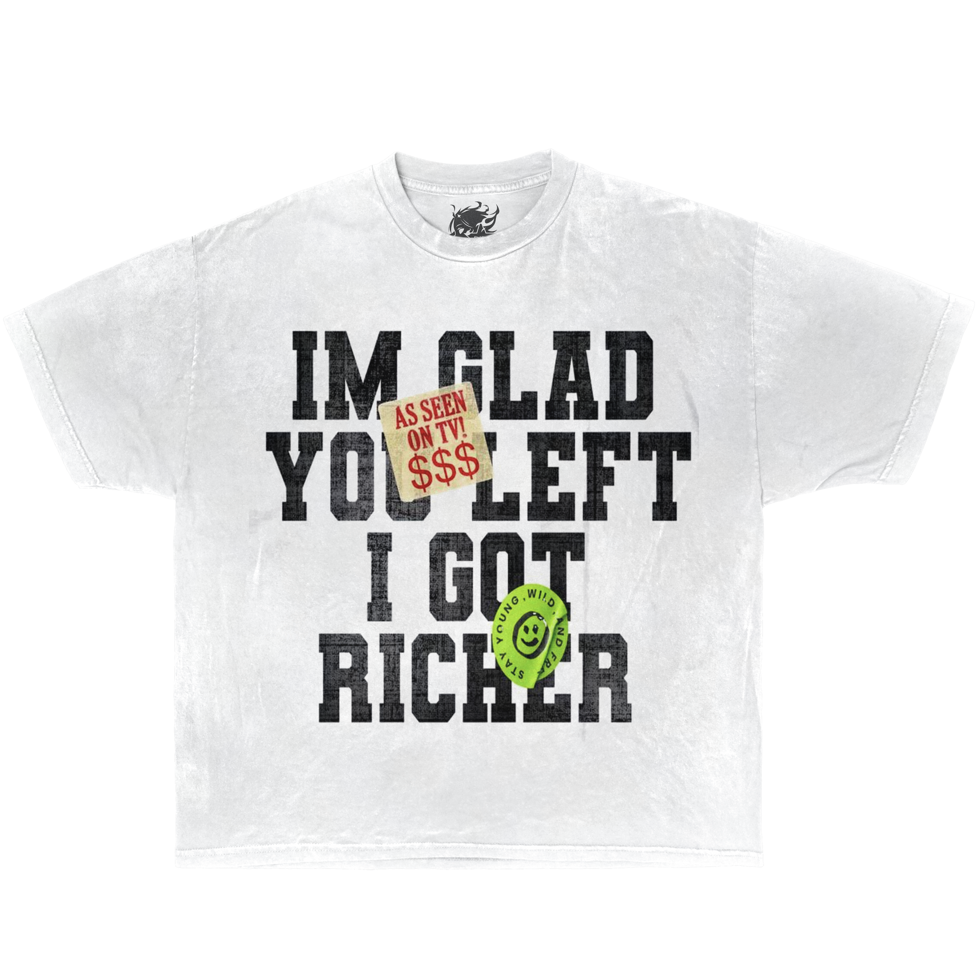 IM GLAD YOU LEFT Boxy Vintage Shirt Graphic Tee Streetwear Y2K